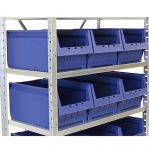 Small parts shelving 2100x1000x600, 32 bins 600x230x150 PPS +16 dividers