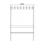 Double bench 1700x1200x770 16 hook rail