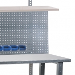Arbetsbänk 1500x800 skiva Galv. Stålplåt 2,0 + hylla, verktygstavla, 10 backar