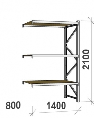 Extension bay 2100x1400x800 600kg/level,3 levels with chipboard