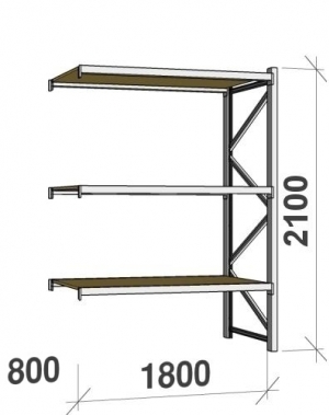 Extension bay 2100x1800x800 480kg/level,3 levels with chipboard