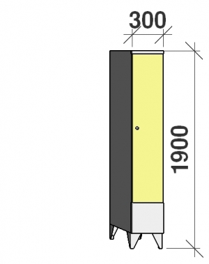 Locker 1x300, 1900x300x545 short door