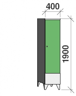 Locker 1x400, 1900x400x545, short door, sep. wall