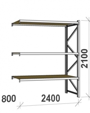 Extension bay 2100x2400x800 300kg/level,3 levels with chipboard