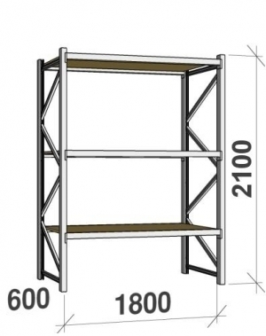 Starter bay 2100x1800x600 480kg/level,3 levels with chipboard used