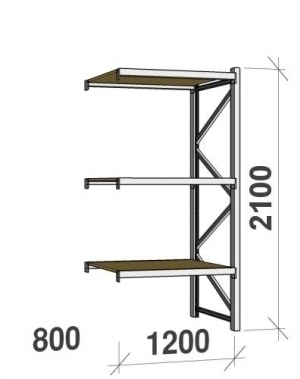 Extension bay 2100x1200x800 600kg/level,3 levels with chipboard