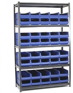 Boltless Shelving 1982x1200x400 with 40 Bins 350x206x150 PPS