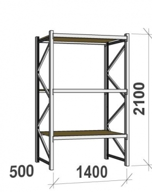 Starter bay 2100x1400x500 600kg/level,3 levels with chipboard