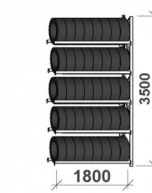 Rengashylly jatko-osa 3500x1800x500, 5 tasoa,480kg/taso MAXI