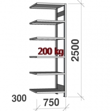 Extension bay 2500x750x300 200kg/shelf,6 shelves USED