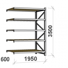 Metallihylly jatko-osa 3500x1950x600 440kg/taso,5 tasoa lastulevytasoilla MAXI