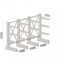 Set 4 L-Posts+12 Cantilevers 2500Hx4500Wx800, 4 levels with leg