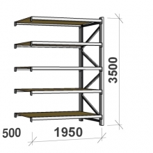 Metallihylly jatko-osa 3500x1950x500 440kg/taso,5 tasoa lastulevytasoilla MAXI