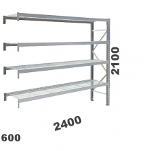 Extension bay 2100x2400x600, 300kg/level, 4 levels with mesh deck