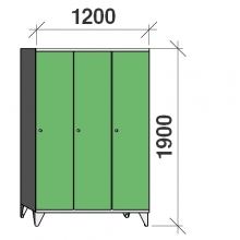Locker 3x400, 1900x1200x545, long door, sep. wall
