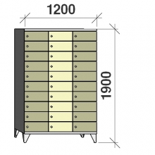 10-Tier locker, 30 doors, 1900x1200x545 mm
