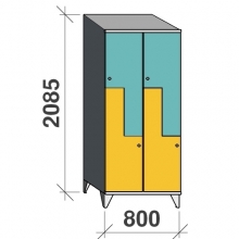 Z-locker 2085x800x545, 4 doors with sloping top